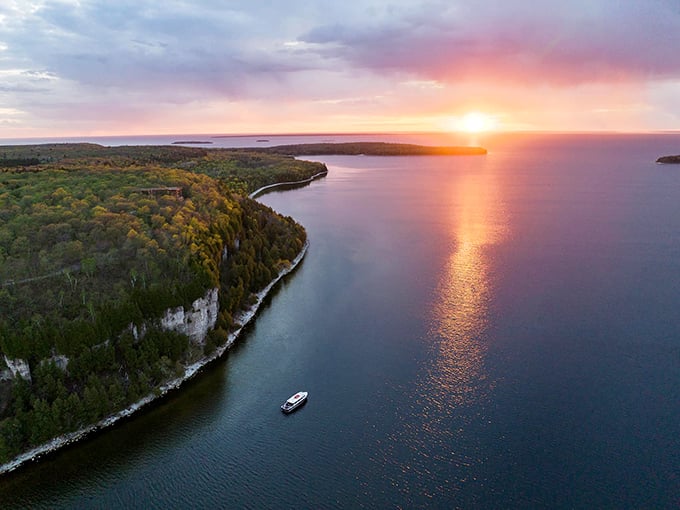 Nature's own light show illuminates Door County's shores. This sunset could give Broadway a run for its money – and the tickets are absolutely free!