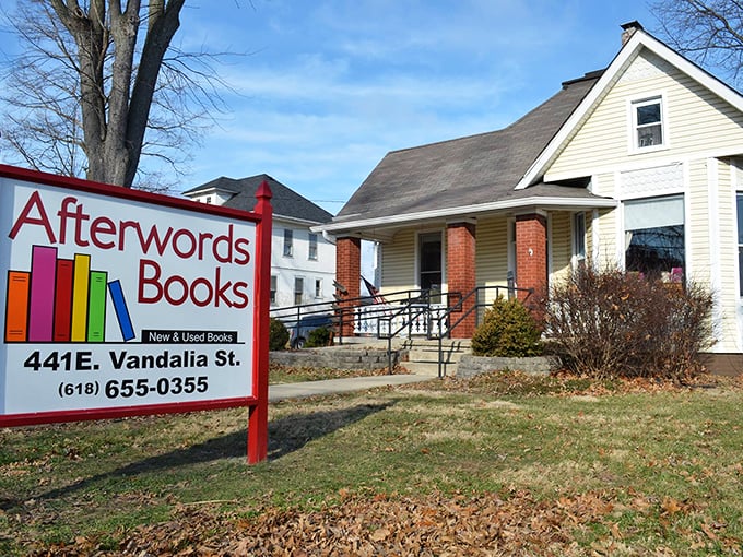 This cheery yellow house isn't just a bookstore, it's a storybook come to life! Once upon a time in Edwardsville... Photo credit: Afterwords Books