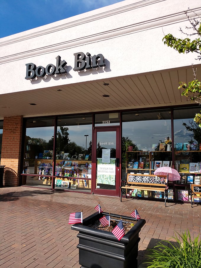 Strings of lights welcome readers day and night. It's like a permanent Christmas for book lovers! Photo credit: Book Bin Northbrook