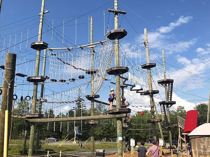 Who needs CrossFit when you've got this? It's like American Ninja Warrior meets summer camp – minus the TV cameras and protein shakes.