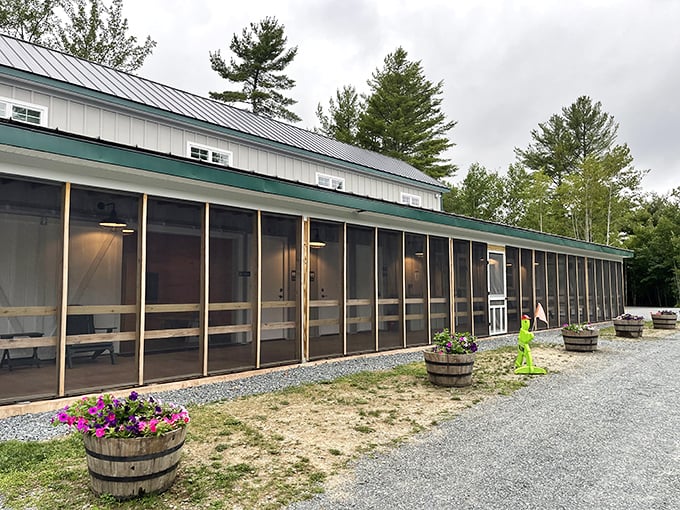 Not your average mess hall! This screened-in sanctuary is where camp stories are swapped and mosquitoes are left out in the cold.