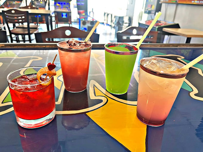 Taste the rainbow... in liquid form! These vibrant cocktails are like a party in a glass, perfect for toasting your high score.