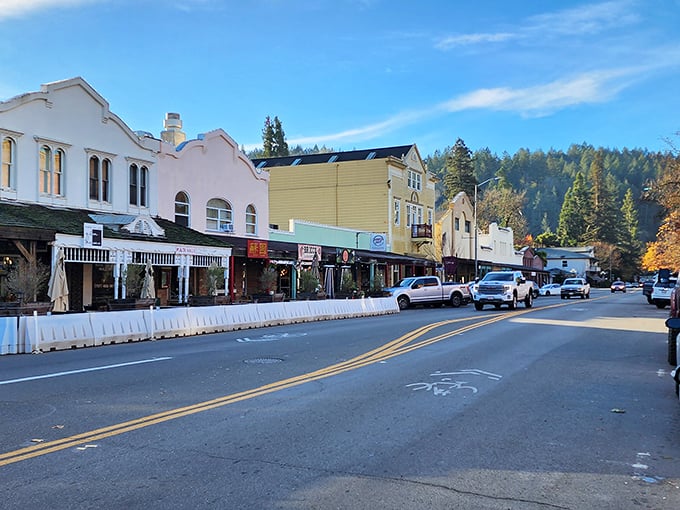 Calistoga's main drag: where every storefront tells a story and every awning offers a slice of small-town paradise.