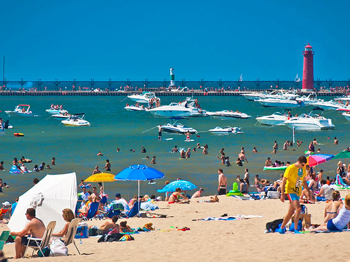 Grand Haven's pier: A runway for waves and a catwalk for seagulls. Michigan's answer to the red carpet, just add water. 