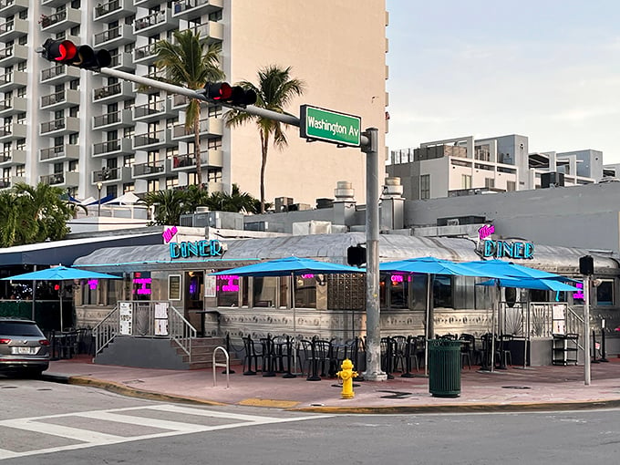 Great galaxies! The 11th Street Diner looks like a chrome spaceship ready to blast off with burgers and shakes.