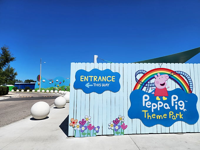 Peppa-rific signage! This whimsical welcome makes you feel like you've jumped right into a storybook.