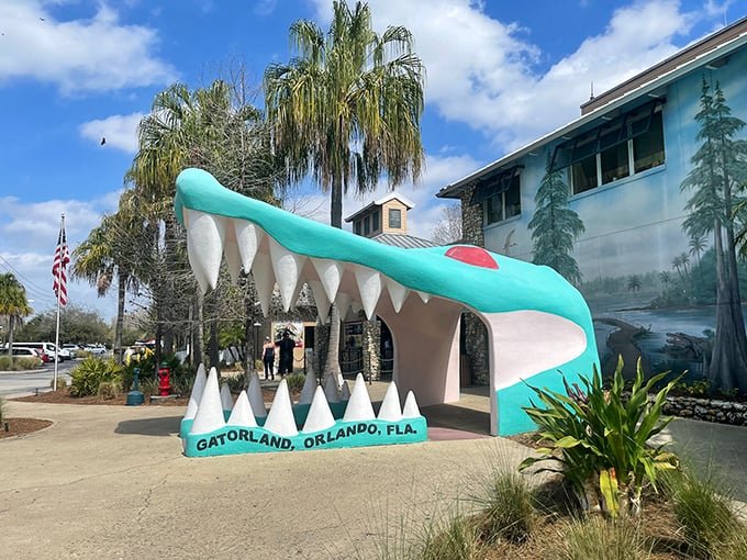 Jaws-dropping entrance! Gatorland's toothy welcome is more inviting than it should be.