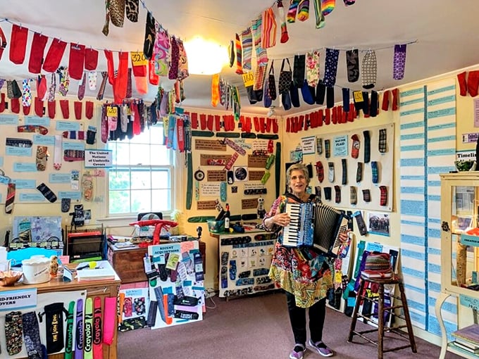 A colorful collection that proves one person's trash is another's treasure. Who knew umbrella covers could be so fascinating? Nancy 3. Hoffman, that's who!