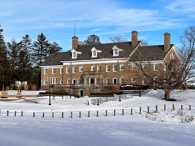 Winter's canvas: Snow-dusted Tudor charm that would make even the Grinch's heart grow three sizes. Hot cocoa, anyone?