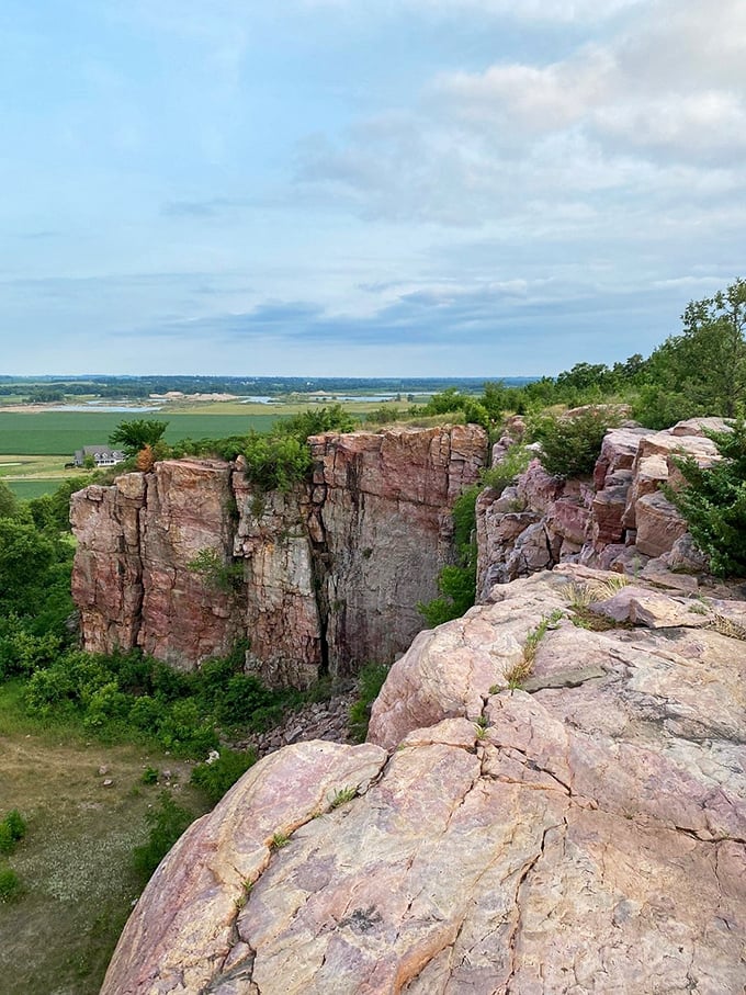 Rocky road ahead: Blue Mounds' quartzite cliff is nature's ultimate climbing wall, no gym membership required.