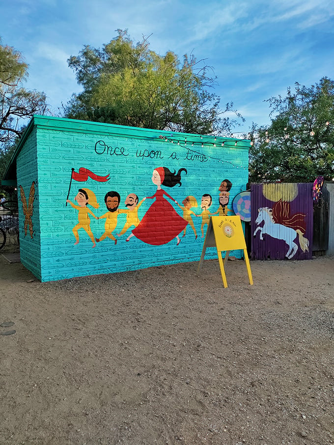 "Once upon a time" isn't just for storybooks anymore. This mural brings fairy tales to life, proving that even cacti can have their happily ever after.