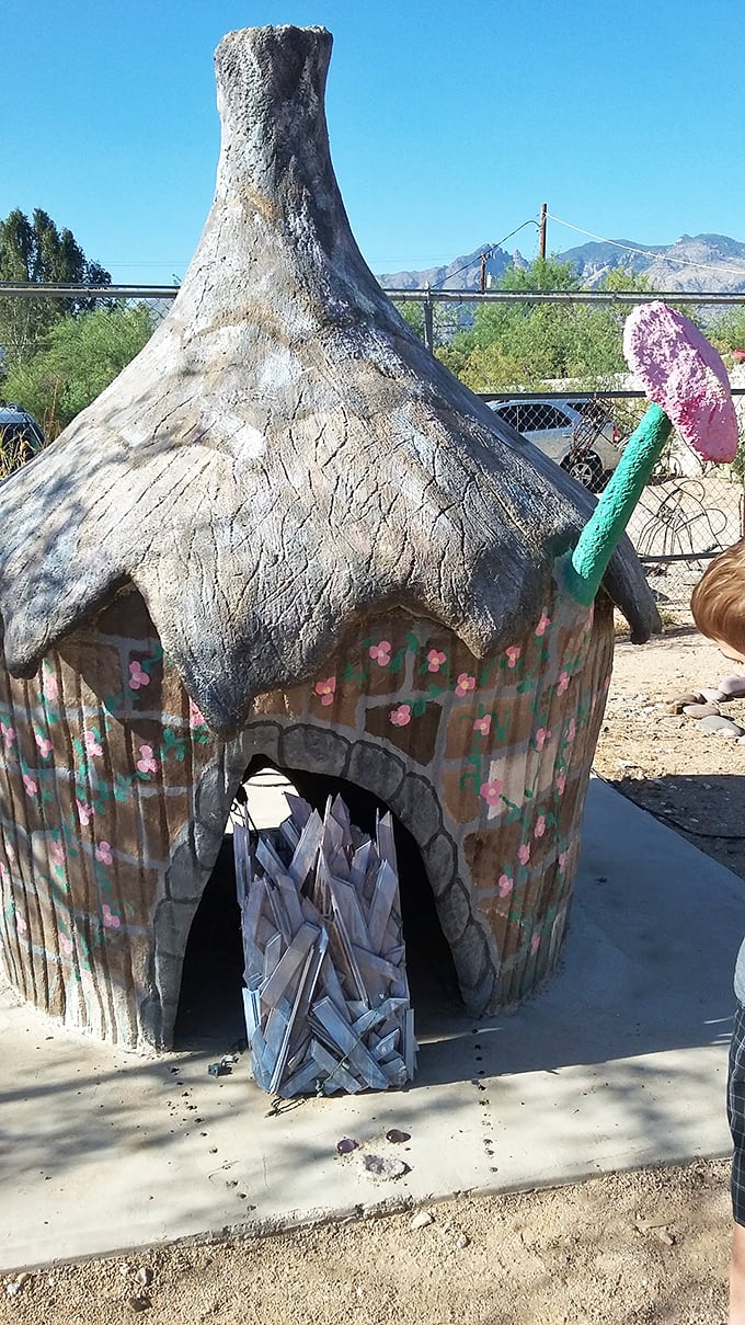 Is it a gnome home or a desert igloo? Either way, this whimsical hut looks like it was designed by Dr. Seuss after a particularly vivid peyote trip.