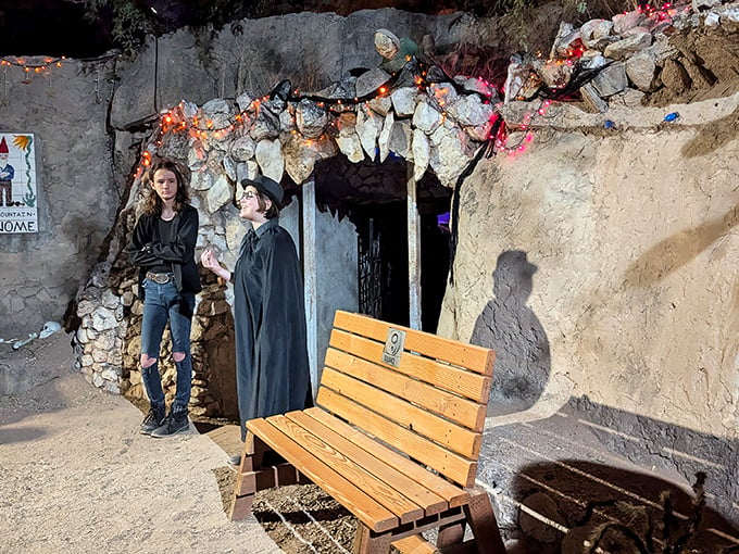 Even wizards need a place to hang out. This rocky alcove looks like the perfect spot for a clandestine meeting of the Hogwarts Desert Campus.