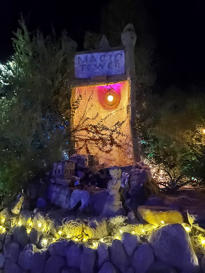 "Magic Tower" or the world's most elaborate lava lamp? Either way, this glowing structure is casting a spell on the desert night.