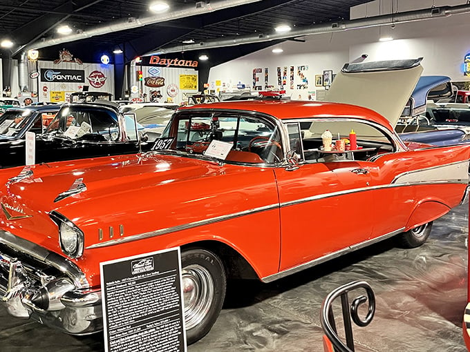 Step back in time at this retro gas station facade. It's like "American Graffiti" came to life, minus the drag racing!