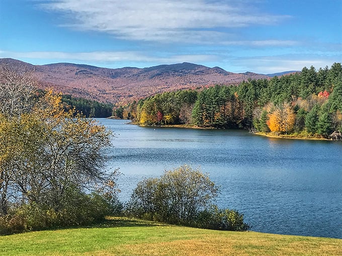 Serenity now! This tranquil lake view could make even George Costanza forget his worries and embrace Vermont's natural splendor.