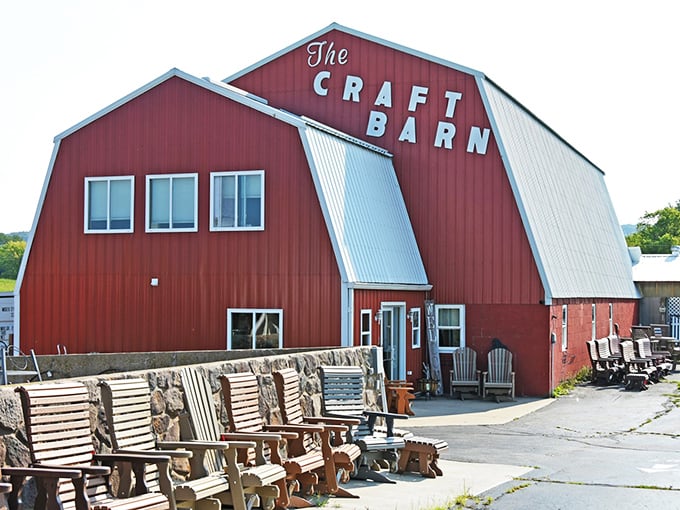 Adirondack chairs galore! The Craft Barn's outdoor display is a siren song for porch-sitters and lemonade-sippers everywhere.