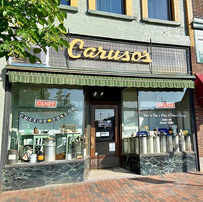 Step into a Norman Rockwell painting come to life. Caruso's serves up nostalgia with a side of chocolate-covered memories. Photo credit: Caruso's Candy & Soda Shop