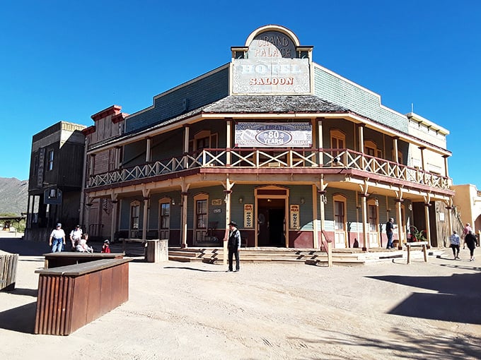 Step into a time machine, folks! This ain't your grandpa's saloon – it's the Grand Palace Hotel, where Western dreams come to life.