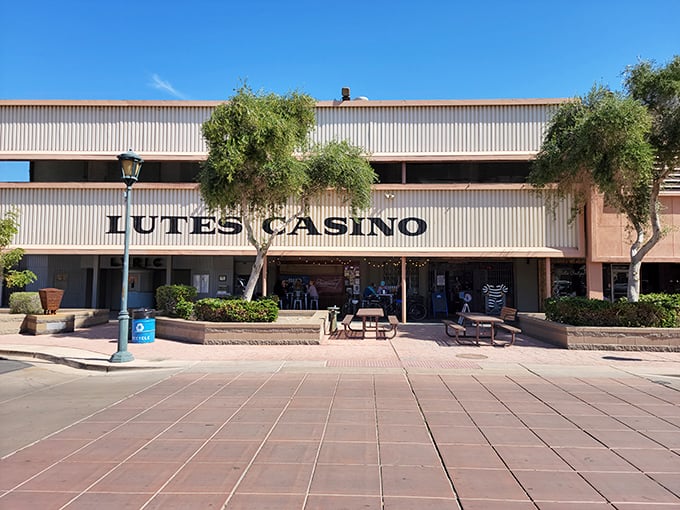 Welcome to Lutes Casino, where the Wild West meets Willy Wonka! This quirky entrance promises a feast for both your eyes and your taste buds.