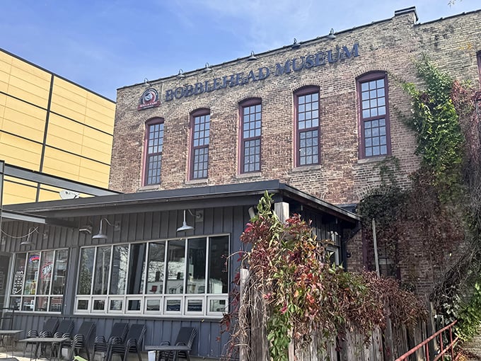 Welcome to bobblehead paradise! This charming brick building houses more nodding heads than a heavy metal concert.