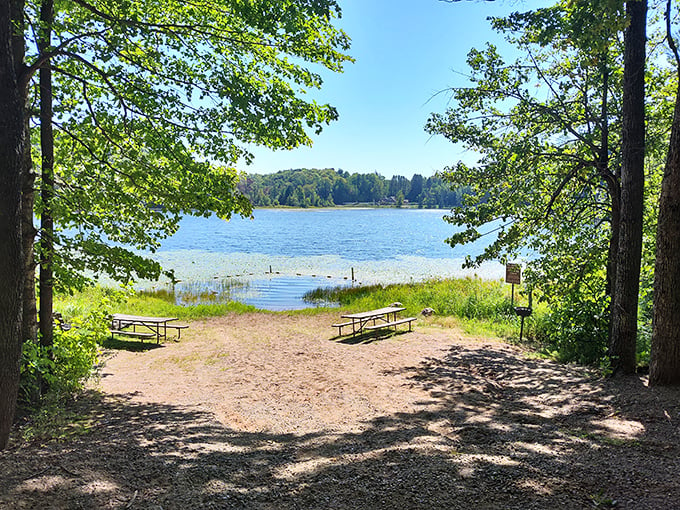 Nature's own infinity pool! Bass Lake beckons with crystal-clear waters and a beach that's more inviting than a warm chocolate chip cookie.