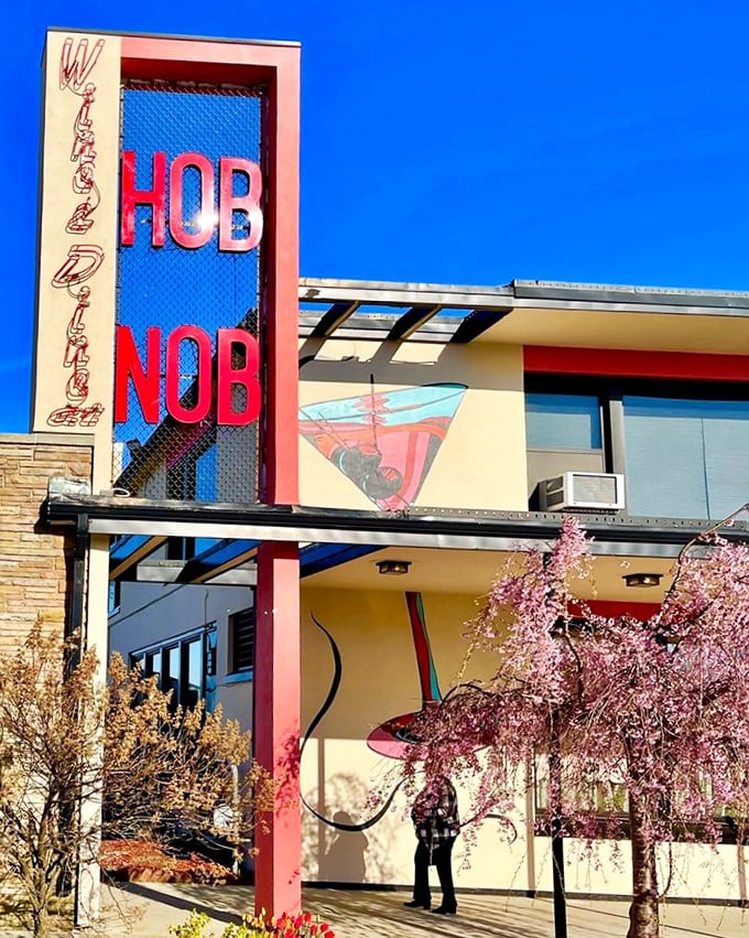 Welcome to HOBNOB, where the 1950s never left and your diet goes on vacation! This mid-century marvel has been serving up nostalgia since Eisenhower was in office.