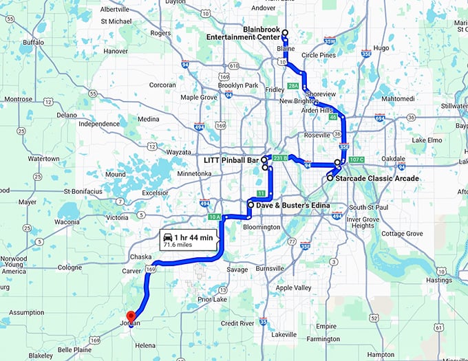 cool minnesota retro arcades map