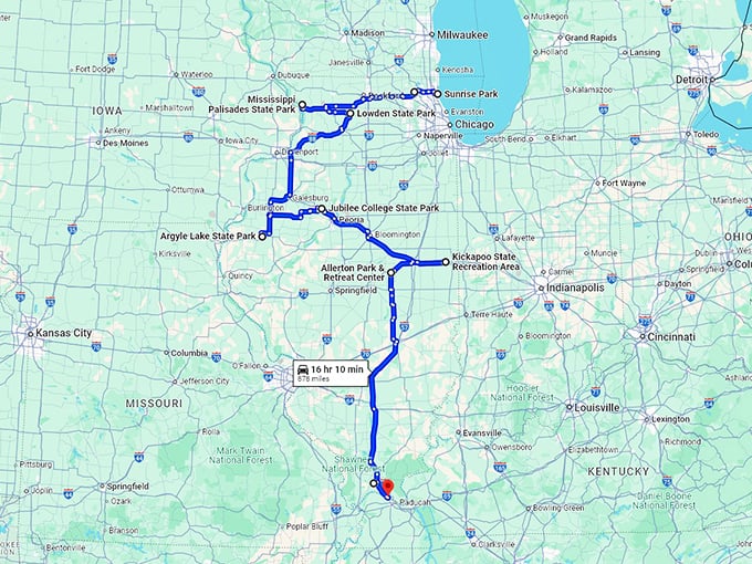 breathtaking illinois road trip map