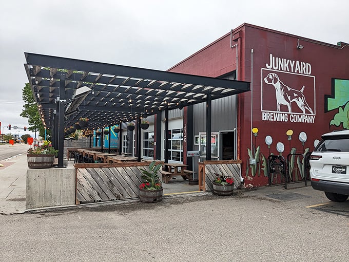 Who knew salvage could be so savory? Junkyard Brewing's vibrant exterior hints at the creative concoctions awaiting inside.