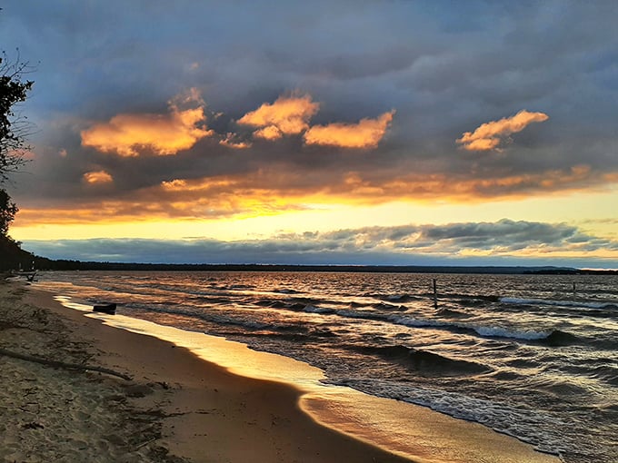 Sunset seekers, unite! This golden hour at Brimley State Park Beach is nature's own Oscar-worthy performance. No acceptance speech needed.