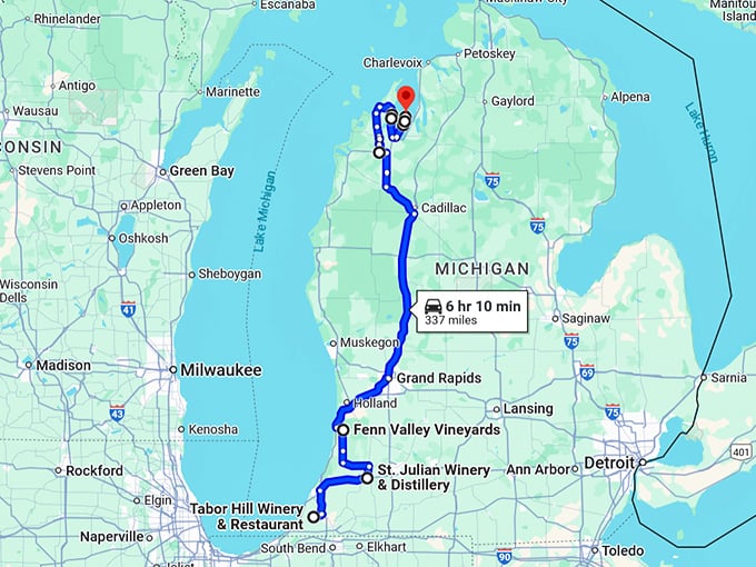 dreamy-michigan-wineries map