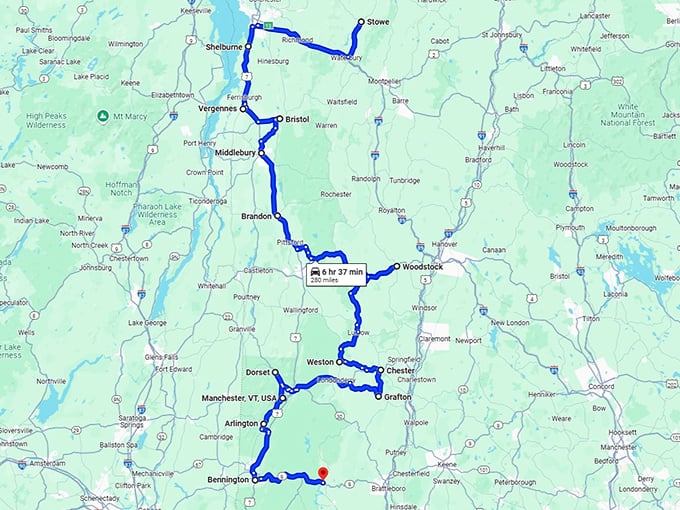 dreamy vermont trip map