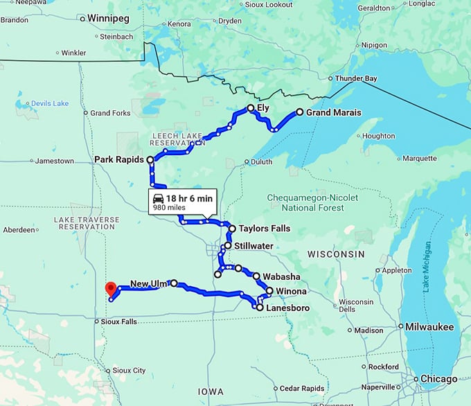 enchanting minnesota road trip map