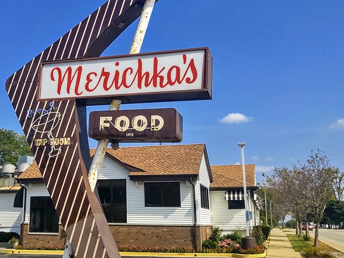 Retro chic meets comfort food heaven! Merichka's iconic sign promises a journey back to simpler times and fuller bellies.