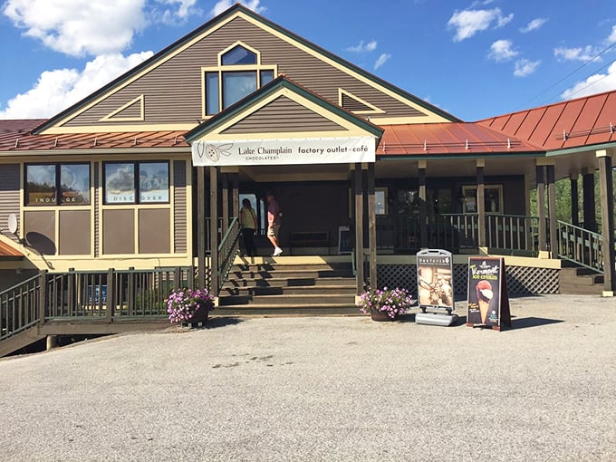 Welcome to chocolate heaven! Lake Champlain Chocolates' charming exterior promises sweet adventures within, like Willy Wonka's factory for grown-ups.