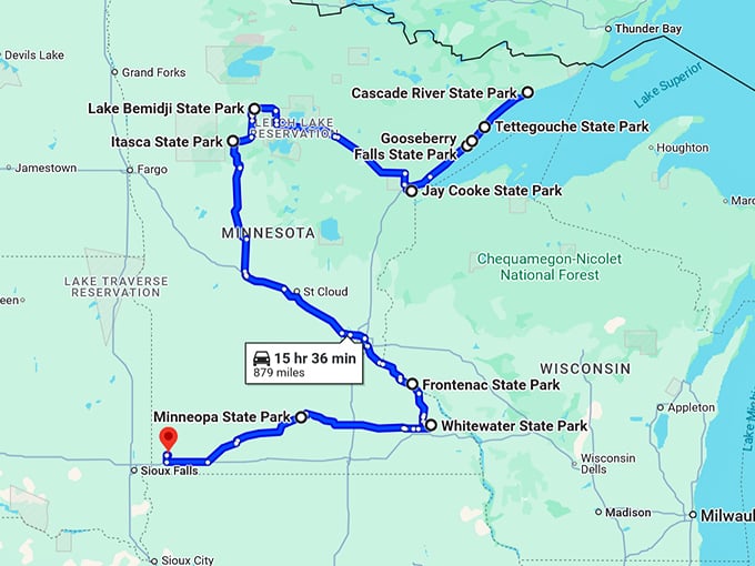 outdoor adventure trip minnesota map