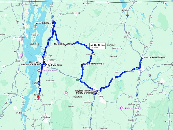 savory road trip vermont map