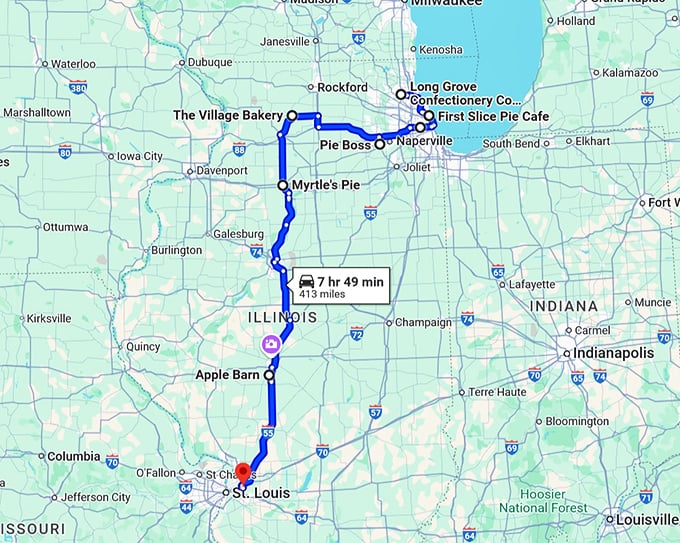 bakeries road trip illinois map