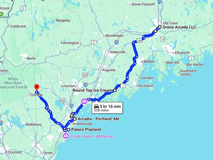 maine attractions 1980 vibes map